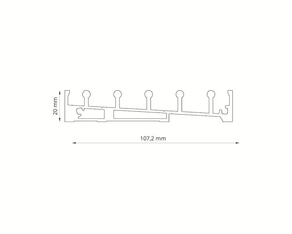 Glasschiebewand Mattschwarz (RAL9005M) - 5 Schienen 4060mm-5110mm