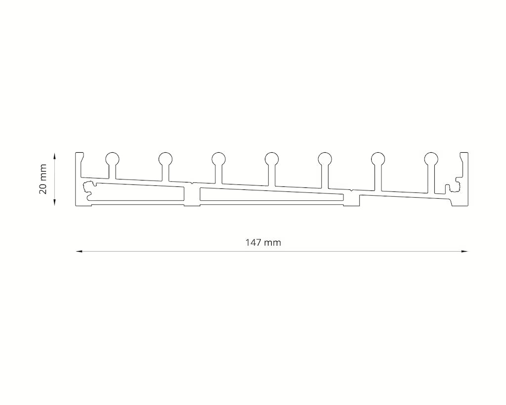 Glasschiebewand Mattschwarz (RAL9005M) - 7 Schienen 5680mm-7150mm