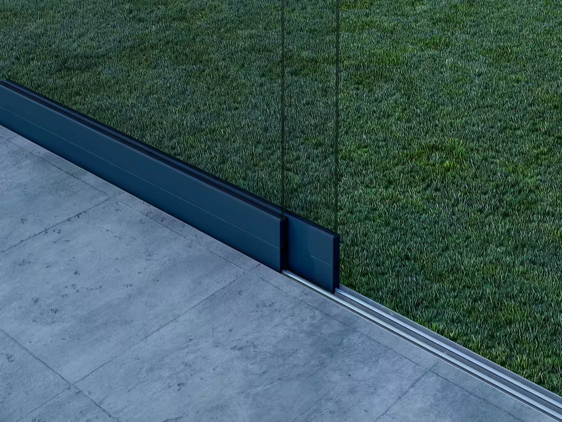 Glasschiebewand Anthrazit (RAL7016S) - 2 Schienen 1630mm-2050mm