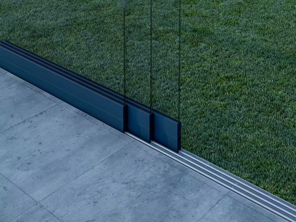 Glasschiebewand Anthrazit (RAL7016S) - 3 Schienen 2440mm-3070mm