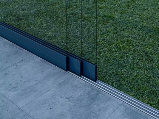 Glasschiebewand Anthrazit (RAL7016S) - 3 Schienen 2440mm-3070mm