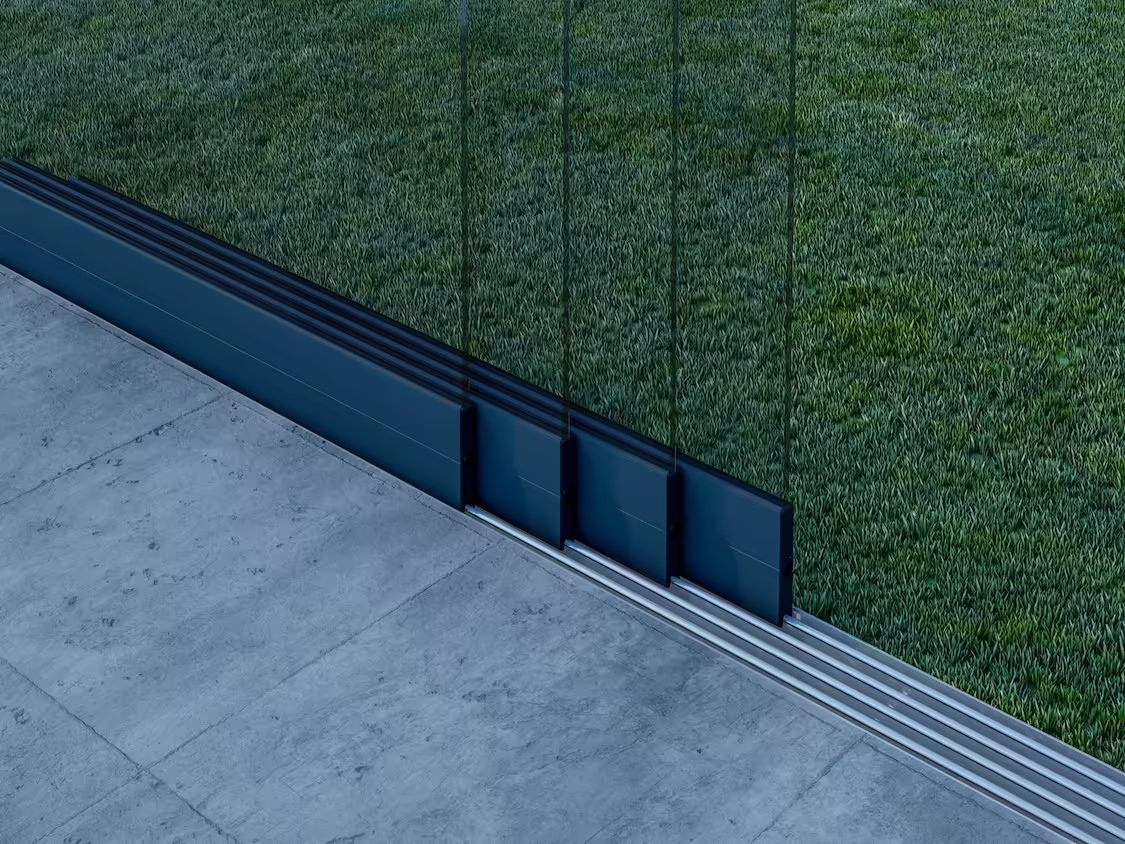 Glasschiebewand Anthazit (RAL 7016S) - 4 Schienen 3250mm-4090mm