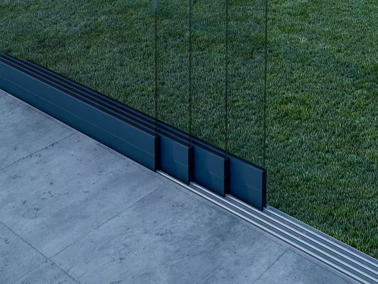 Glasschiebewand Anthazit (RAL 7016S) - 4 Schienen 3250mm-4090mm