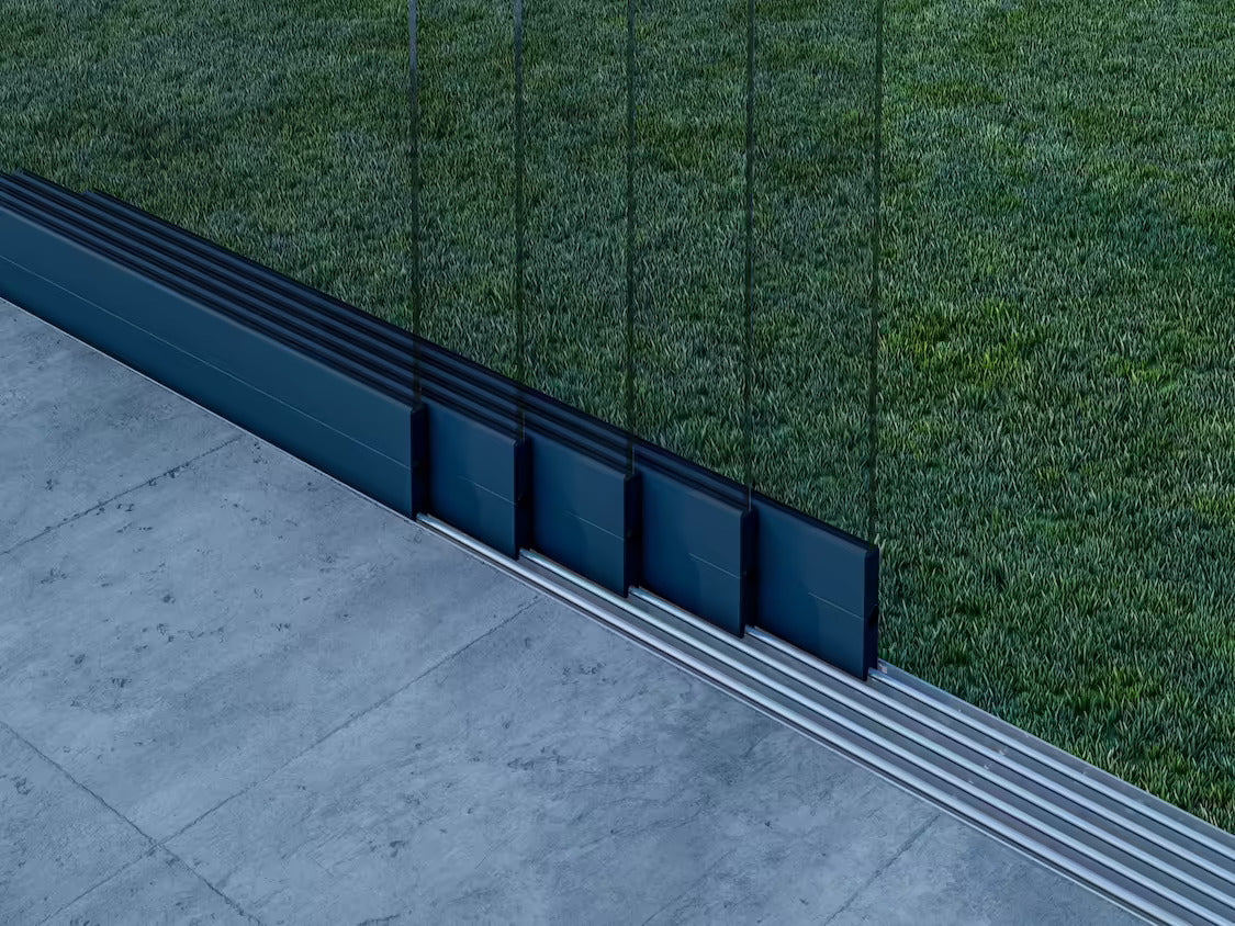 Glasschiebewand Anthrazit (RAL7016S) - 5 Schienen 4060mm-5110mm