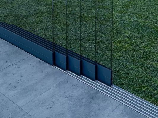 Glasschiebewand Anthrazit (RAL7016S) - 5 Schienen 4060mm-5110mm