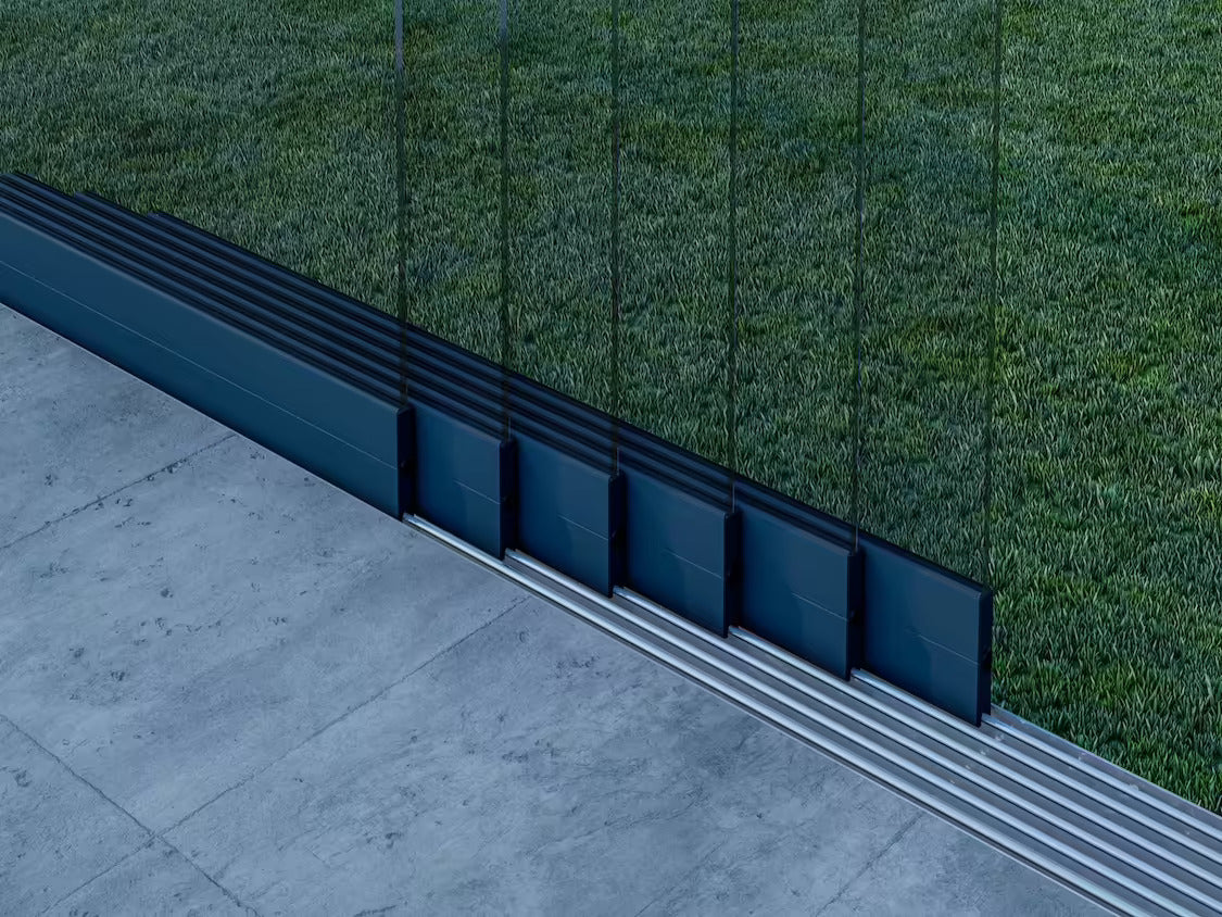 Glasschiebewand Anthrazit (RAL7016S) - 6 Schienen 4870mm-6130mm