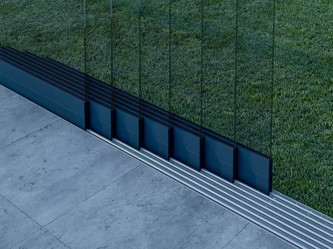 Glasschiebewand Anthrazit (RAL7016S) - 7 Schienen 5680mm-7150mm