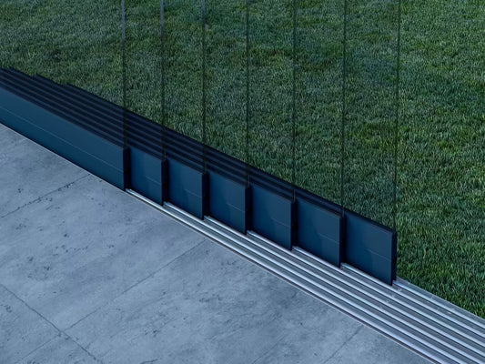 Glasschiebewand Anthrazit (RAL7016S) - 7 Schienen 5680mm-7150mm