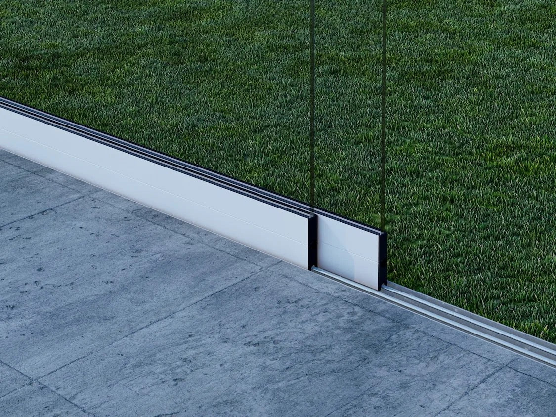 Glasschiebewand Matt weiß (RAL9016M) - 2 Schienen 1630mm-2050mm