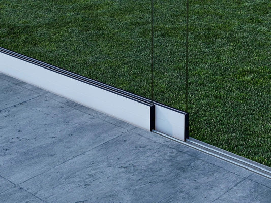 Glasschiebewand Matt weiß (RAL9016M) - 2 Schienen 1630mm-2050mm