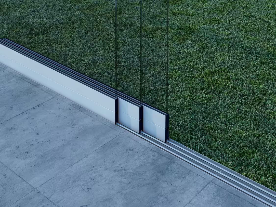 Glasschiebewand Matt weiß (RAL9016M) - 3 Schienen 2440mm-3070mm