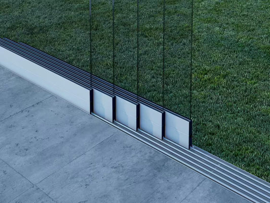 Glasschiebewand Matt weiß (RAL9016M) - 5 Schienen 4060mm-5110mm