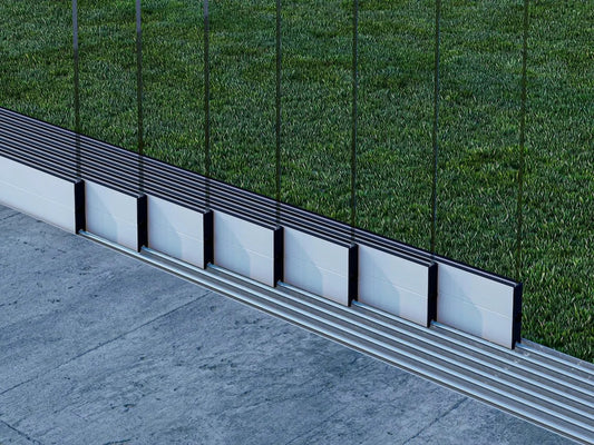 Glasschiebewand Matt weiß (RAL9016M) - 7 Schienen 5680mm-7150mm