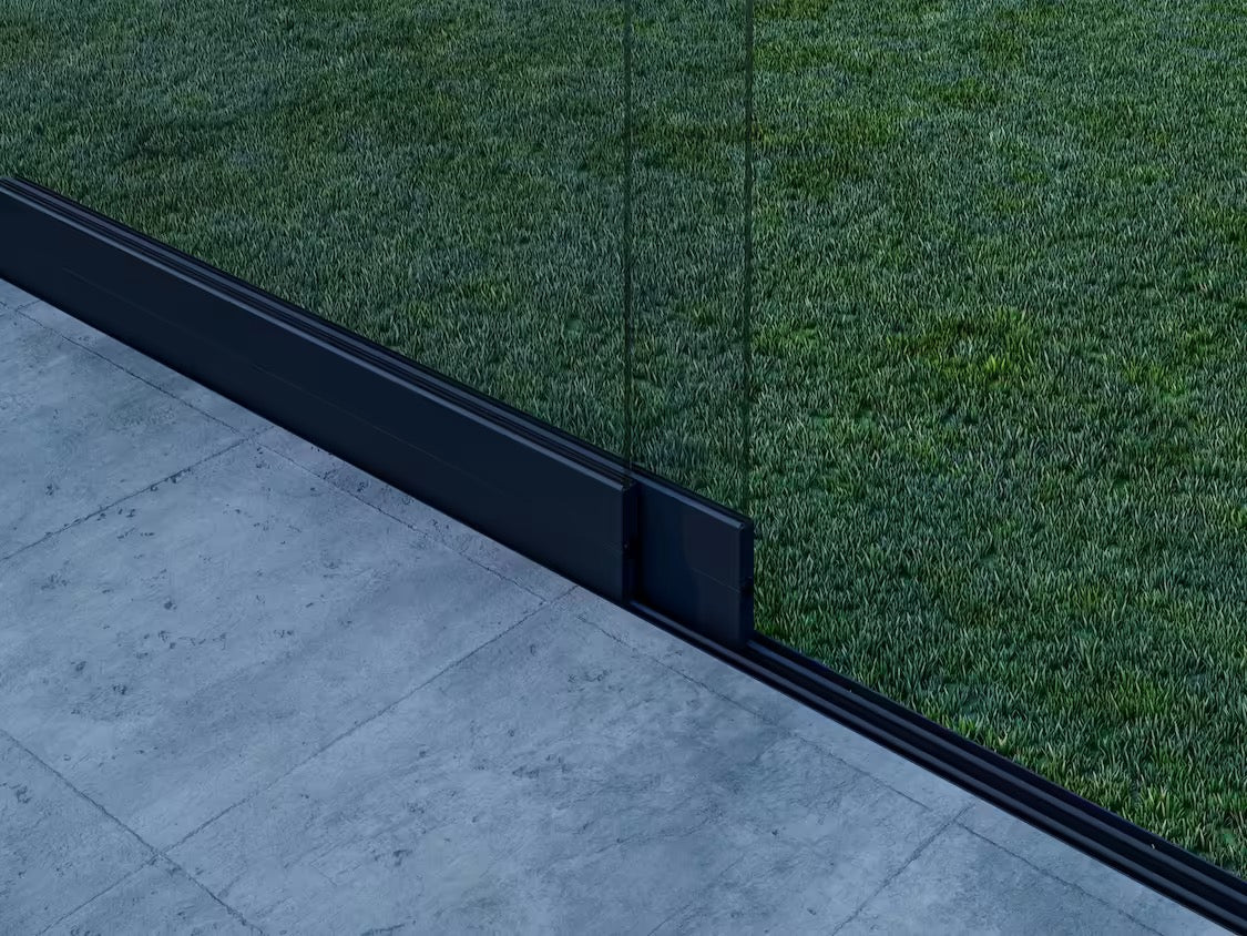 Glasschiebewand Mattschwarz (RAL9005M) - 2 Schienen 1630mm-2050mm