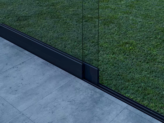 Glasschiebewand Mattschwarz (RAL9005M) - 2 Schienen 1630mm-2050mm