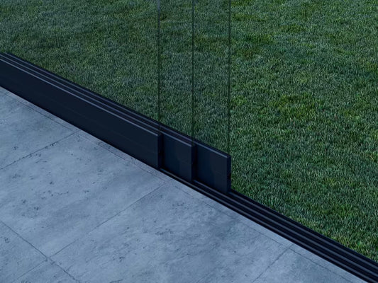 Glasschiebewand Mattschwarz (RAL9005M) - 3 Schienen 2440mm-3070mm