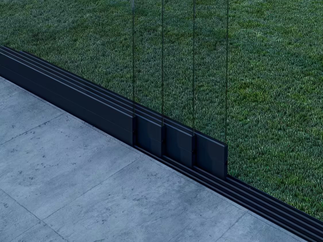 Glasschiebewand Mattschwarz (RAL9005M) - 4 Schienen 32250mm-4090mm