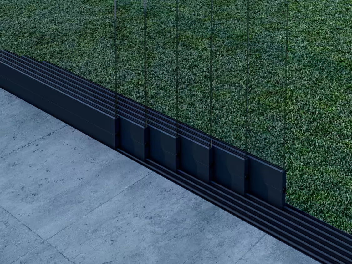 Glasschiebewand Mattschwarz (RAL9005M) - 6 Schienen 4870mm-6130mm