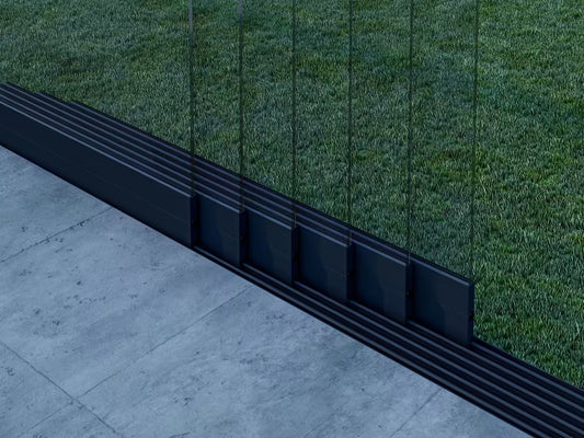 Glasschiebewand Mattschwarz (RAL9005M) - 6 Schienen 4870mm-6130mm