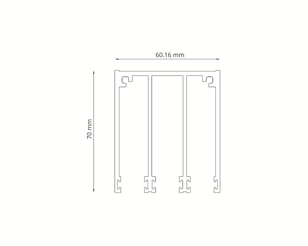 Glasschiebewand Mattschwarz (RAL9005M) - 3 Schienen 2440mm-3070mm