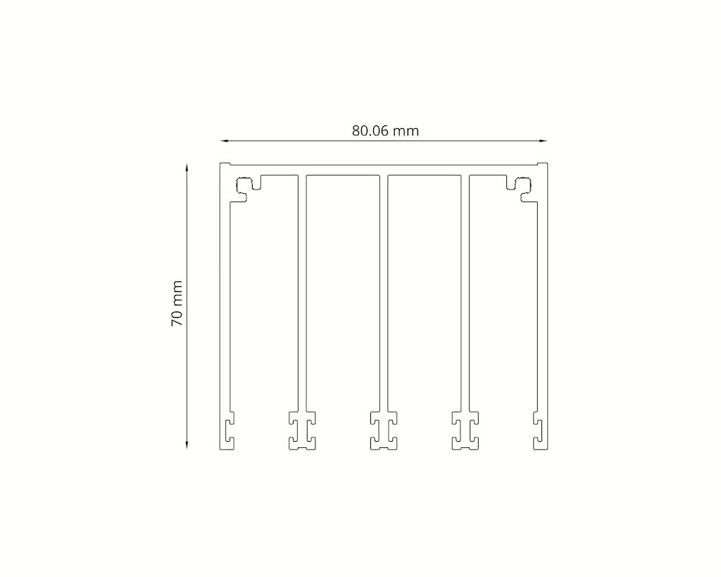 Glasschiebewand Anthazit (RAL 7016S) - 4 Schienen 3250mm-4090mm