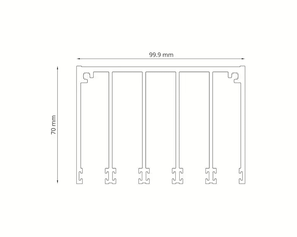 Glasschiebewand Mattschwarz (RAL9005M) - 5 Schienen 4060mm-5110mm