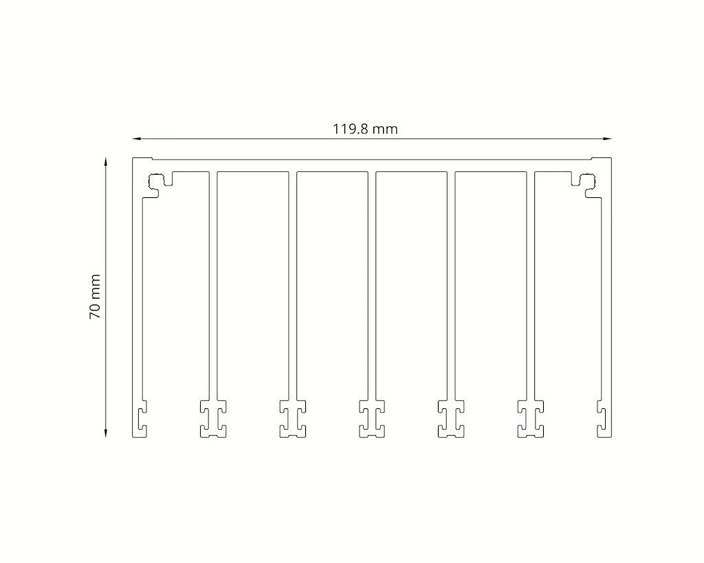 Glasschiebewand Mattschwarz (RAL9005M) - 6 Schienen 4870mm-6130mm