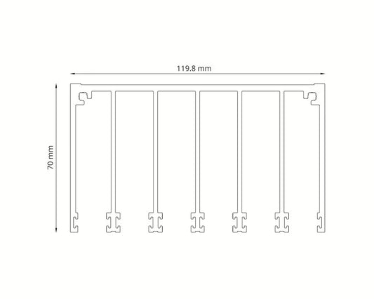 Glasschiebewand Anthrazit (RAL7016S) - 6 Schienen 4870mm-6130mm