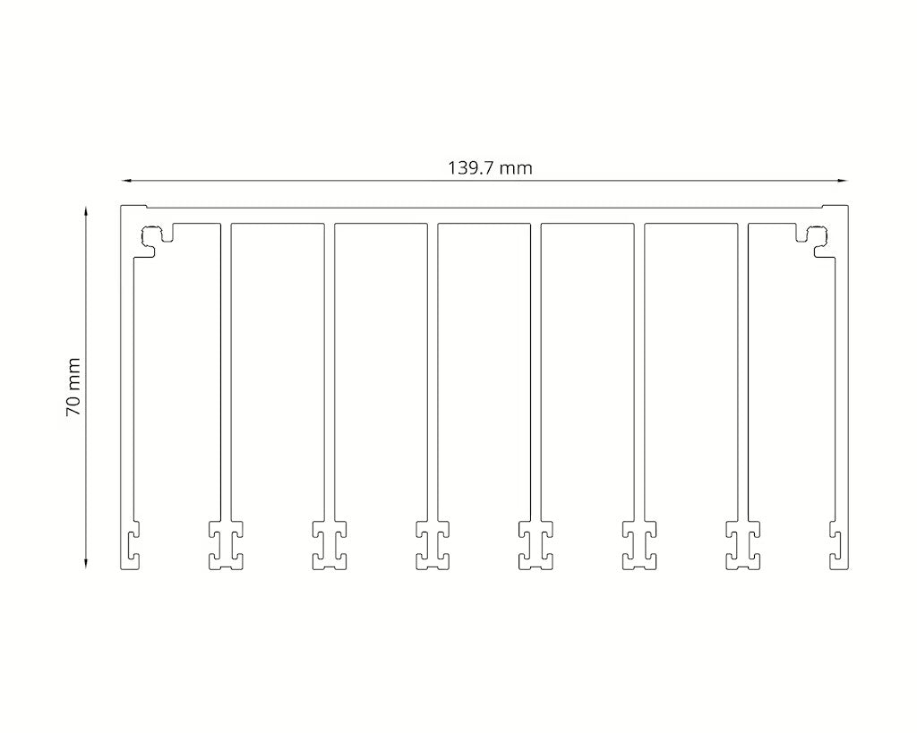 Glasschiebewand Matt weiß (RAL9016M) - 7 Schienen 5680mm-7150mm