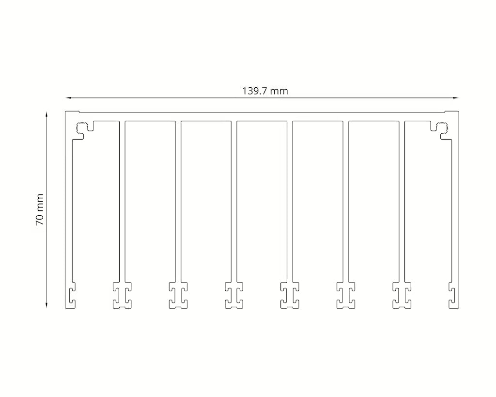 Glasschiebewand Mattschwarz (RAL9005M) - 7 Schienen 5680mm-7150mm